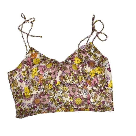 NWT Patrons of Peace Colorful Floral Crop Top - Size Large NWT - Picture 3 of 6